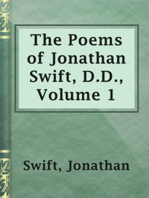 cover image of The Poems of Jonathan Swift, D.D., Volume 1